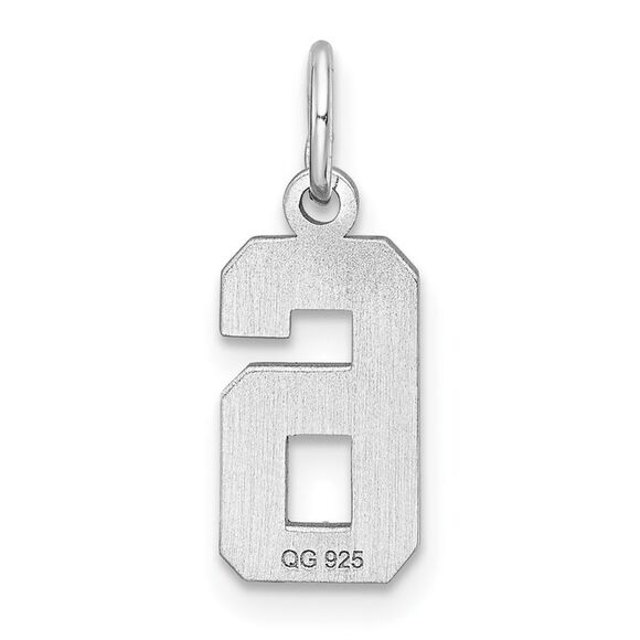 Sterling Silver, Varsity Collection, Small D/C Pendant, Number 6 - Picture 3 of 5